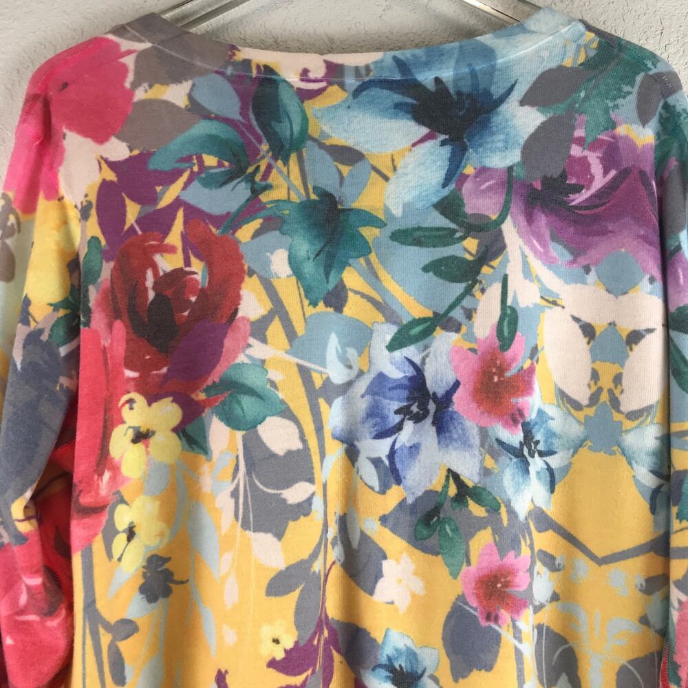 Soft Surroundings Delphina Tunic Sweater Floral Longline Pullover Yellow Size XL - Picture 4 of 15